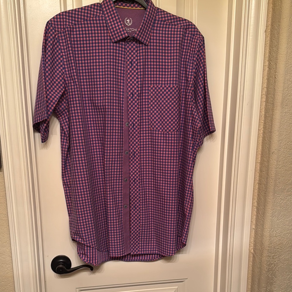 Bugatchi Purple Gingham Casual Shirt